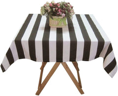 USTIDE Large Size Black and White Stripped Tablecloth