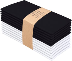 lack & White Cloth Napkins Set of 12, 18X18 Inch