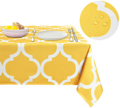 ASPMIZ Yellow and White Tablecloth Geometric Line Table Cloth for Rectangle Tables Simple Style Waterproof Tablecloth for Kitchen Dining Room Tablecloth Square 55” x 55”