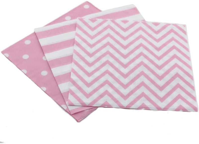 Pink and White  Paper Luncheon Napkins 60 Count 13"x13"