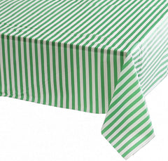 Green and White Striped Tablecloth