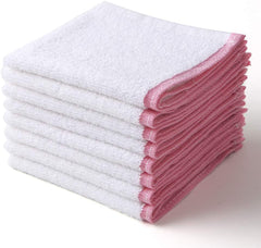 Cotton Terry Kitchen Dish Cloths, Kitchen Cloth Dish Towels  12x12 Inches Pack of 8 Dish Rags (Pink and white)