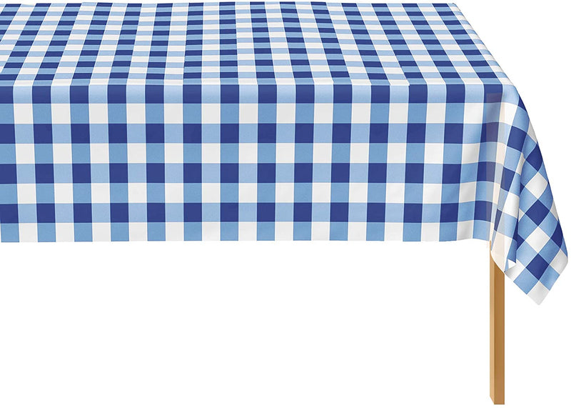 Blue Gingham Checkered Tablecloth - 12 Pack Rectangle Table Cover By Zimpleware