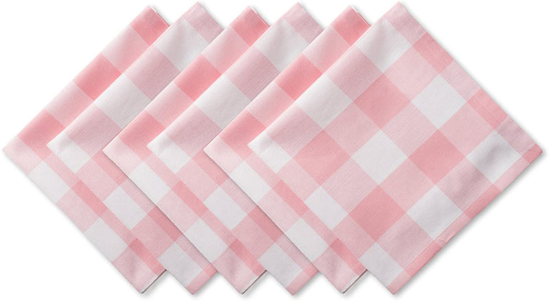 Napkin Set, 20x20, Pink & White, 6 Piece