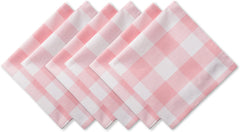 Napkin Set, 20x20, Pink & White, 6 Piece