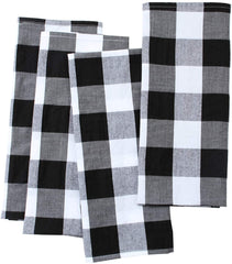 Aneco 4 Pack Check Plaid Dish Towels Oversized 18 x 28 inches Cotton Kitchen Dish Towels