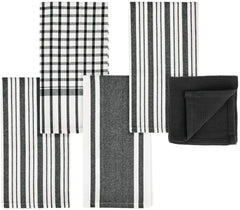 mDesign Kitchen Towel Set, 100% Cotton Black and white