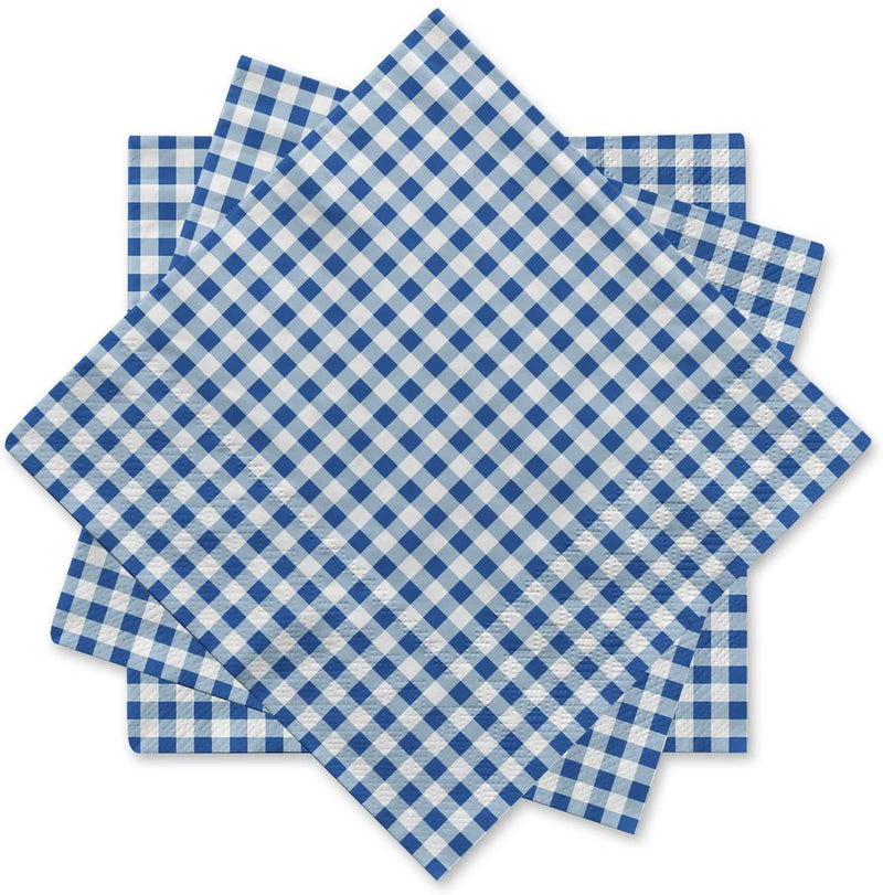 Disposable Paper Napkins Blue and White (Pack of 50)