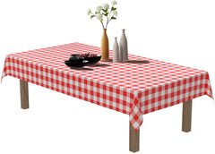 Puricon Red White Gingham Check 6 Pack Disposable Plastic Tablecloths 54 x 108 Inch