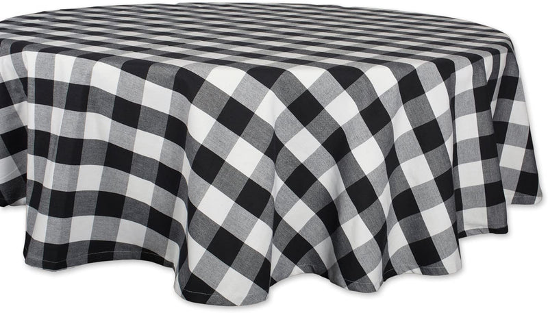 Classic Farmhouse Tablecloth, Tablecloth, 70" Round, Black & White