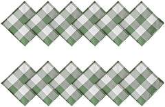 apkins 20 x 20 Inches Green and white  Checked Quality Dinner Napkins Set of 12