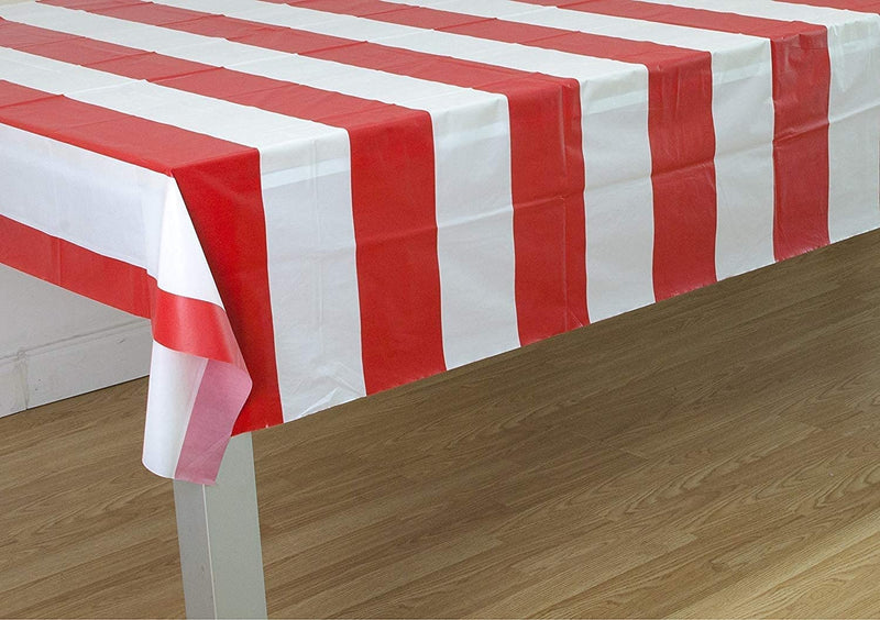 Oojami Red & White Stripes Carnival Theme Party Tablecover Pack of 4