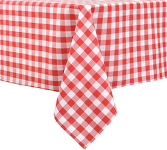 Locika Rectangle Gingham Checkered Tablecloth,Waterproof Spillproof Buffalo Plaid Tablecloth,Washable Wipeable Stain Resistant Fabric Tablecloth (Red and White Checkered, 60