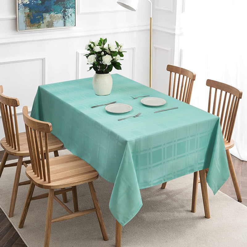 Green and White Checkered Tablecloth