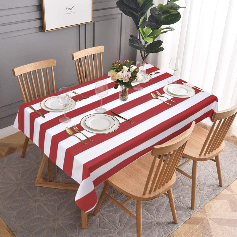 ASPMIZ Red and White Striped Tablecloth for Rectangle Tables, Tablecloth Square 55” x 55”