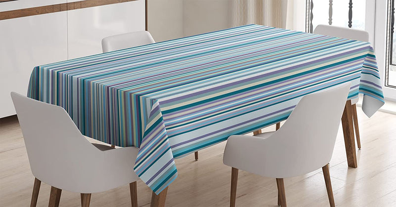 Blue and White Striped Tablecloth