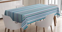 Blue and White Striped Tablecloth