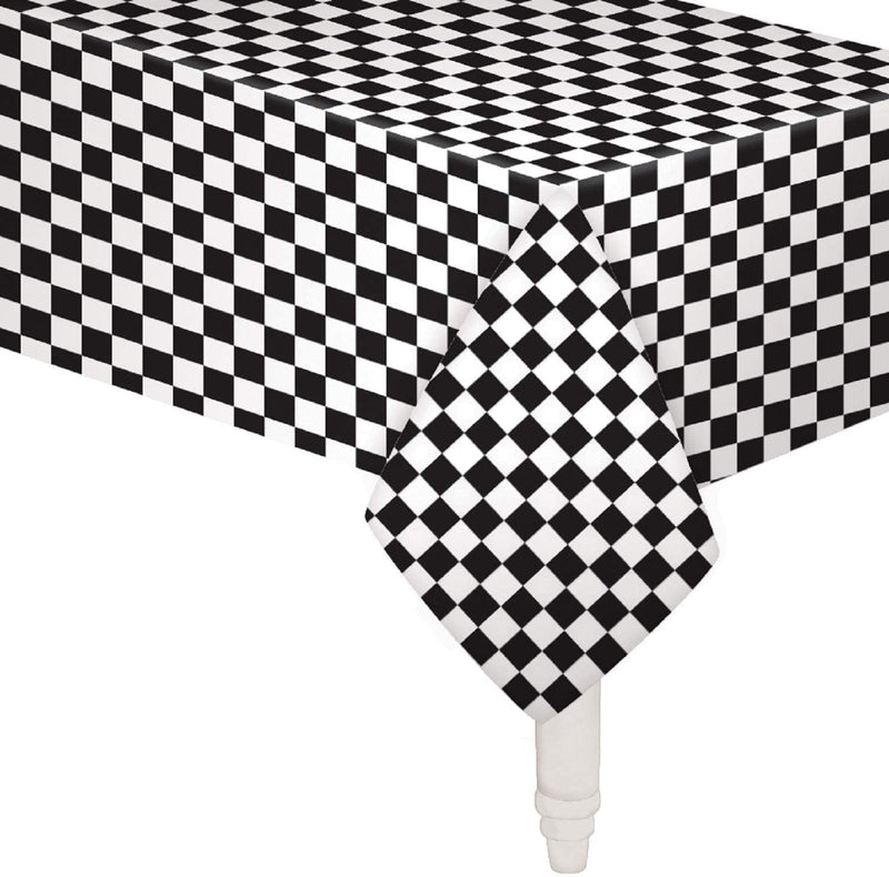 Pack of 6 Black & White Checkered Flag Table Cover Party Favor/Checkered Tablecloth/Disposable Checkered Racing Table Cover