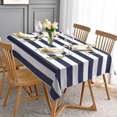 ASPMIZ Blue and White Striped Tablecloth