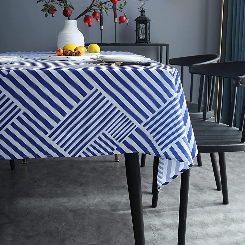 Square Tablecloth, Geometric Pattern Stripe Oxford Table Cloth