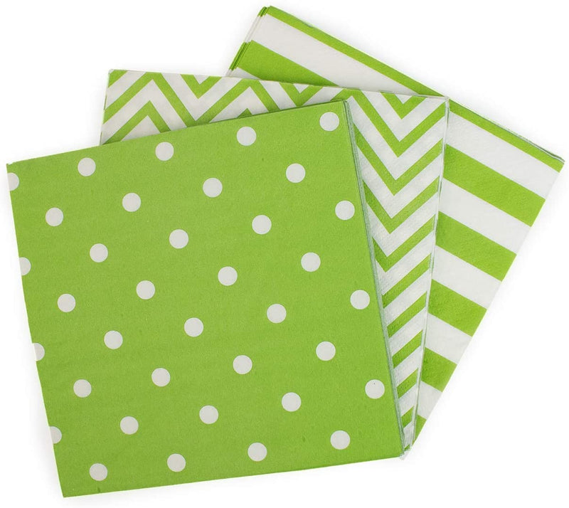 Striped Chevron Polka Dot Green Paper Party Napkins 60 Count