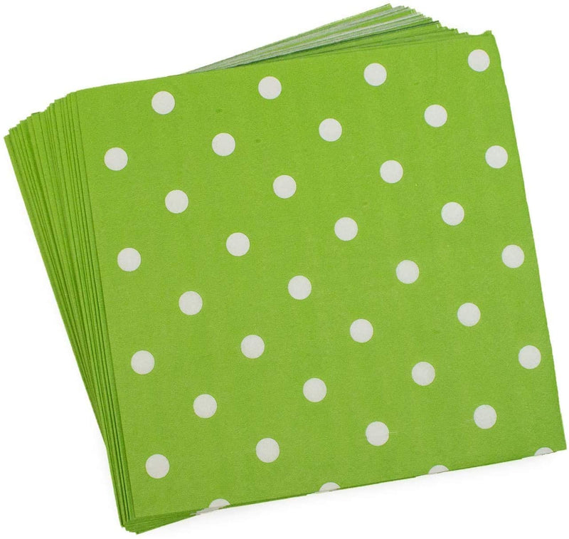 Unique Industries Lime Green and white30423 Polka Dot Paper Napkins, 16ct