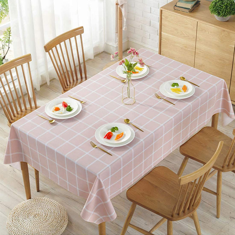 Pink and White Checkered Tablecloth