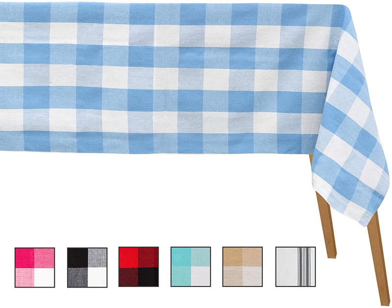 Light Blue and White Checkered Tablecloth - Plaid Tablecloth