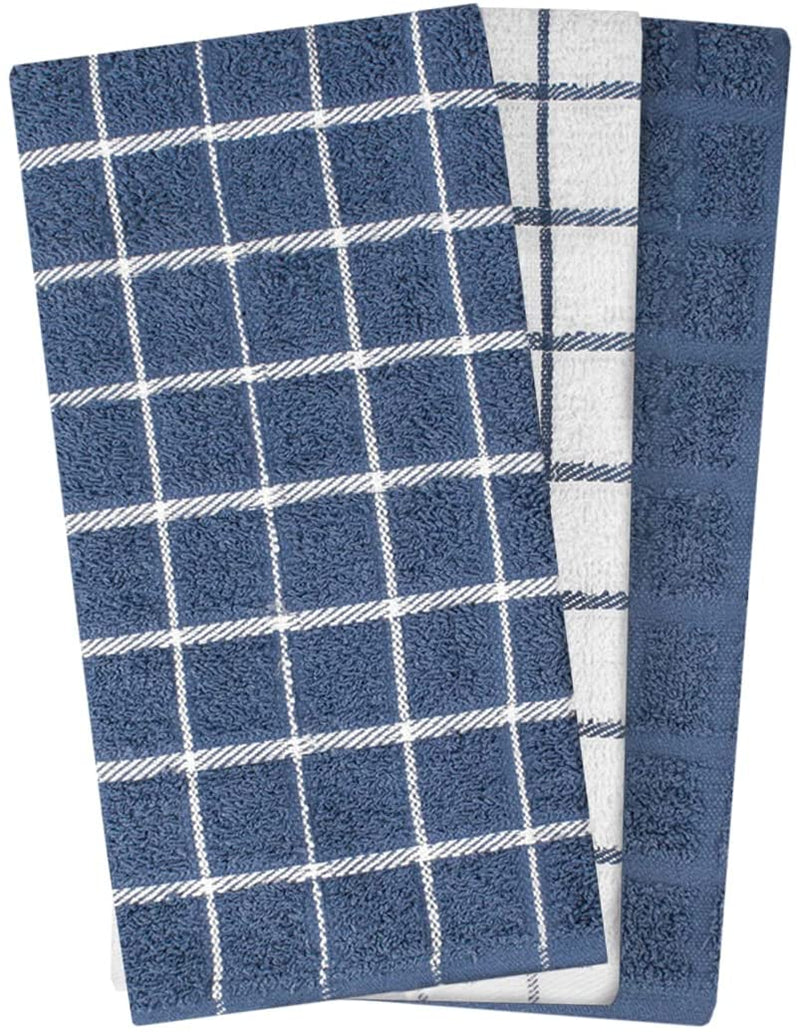 Ritz 100% Cotton Terry Kitchen Dish Towels, 25” x 15”, 3-Pack, Federal Blue