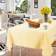 Buffelo Check Table Cloth Check Tablecloth Linen Buffalo Check Tablecloth Rustic Tablecloth (5472“, Yellow and White)