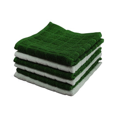 Dish Cloth - 6 Pack - Green & White - 12 x 12 Inches - 100% Ringspun 2 Ply Cotton