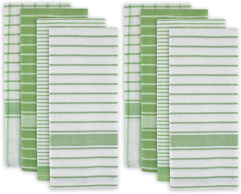 DII Everyday Basic Collection Woven Dishtowel Set, 20x28, Green, 8 Piece