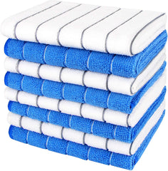 Dish Cloth Microfiber-8PK, 12”x12” Blue and white