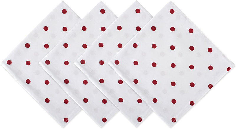 DII Polka Dot Kitchen Collection, Napkins, 18x18, White/Red, 4 Piece