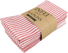 Cotton Dinner Cloth Napkins - Set of 12 (40 x 30 cm) - Red and white