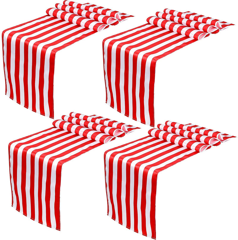 4 Pieces Red and White Striped Table cloth (12 x 72 Inch)