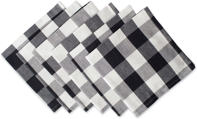 DII Buffalo Check Collection,  Napkin Set, 20x20, Black & White, 6 Piece