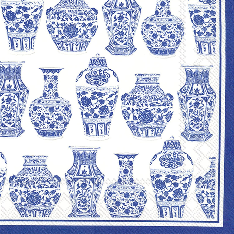 Boston International IHR  Paper Napkins, 5" x 5", Blue and White Urns