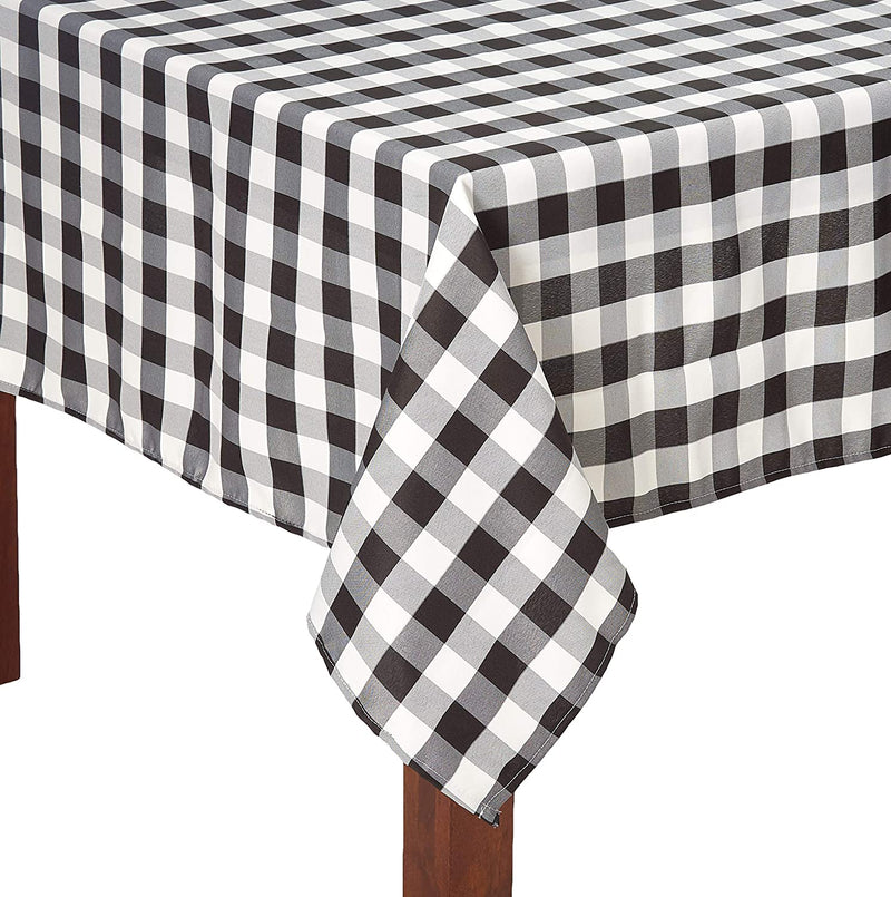 RECTANGULAR TABLECLOTH CHECKER - DURABLE FABRIC (Black and White)