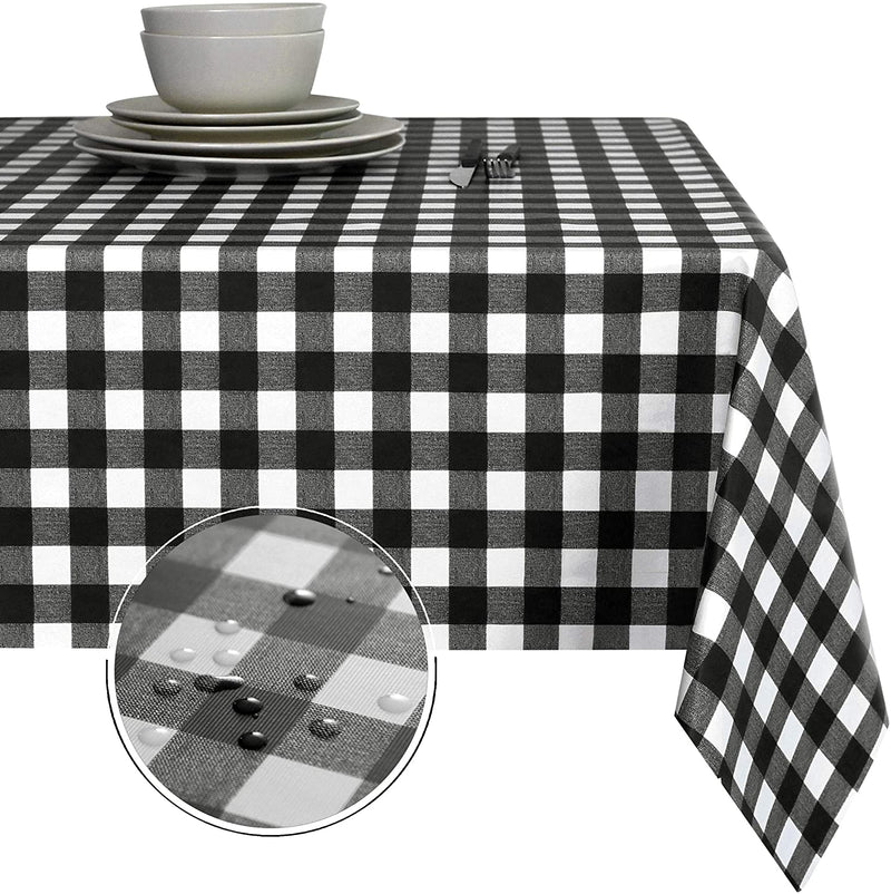 100% Waterproof PVC Tablecloth, Oil-Proof Spill-Proof Vinyl Rectangle Tablecloth, Wipeable Table Cover for Outdoor and Indoor Use