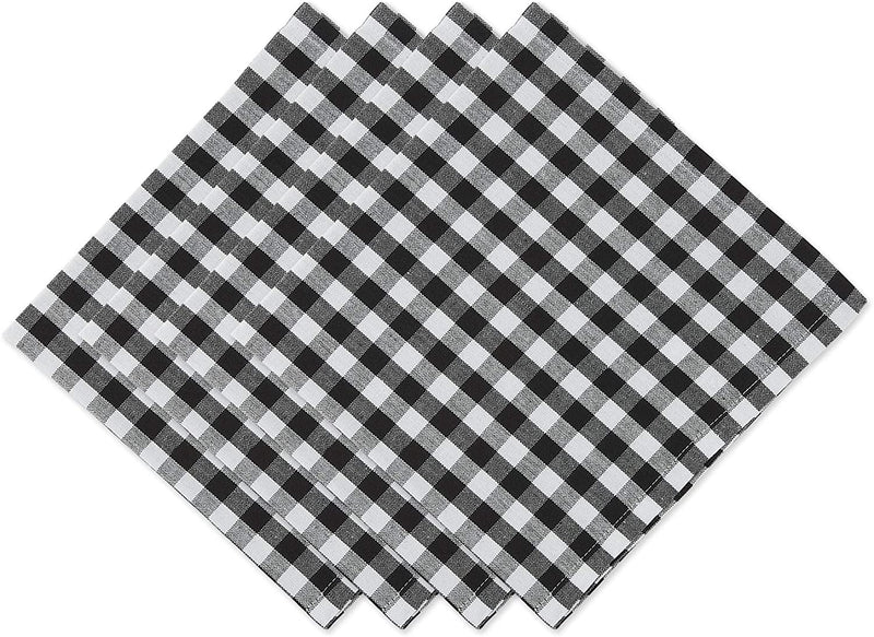 DII Gingham Check Collection, Napkin Set, Black, Napkin Set, 4 Piece