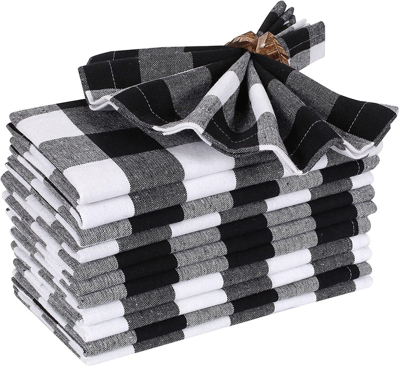 Cloth Dinner Napkin 18X18 Black White, , Cotton Napkins,  Dinner Napkins Set of 12