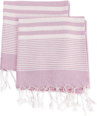 Ahenque Set of 2,  Cotton Striped Turkish  Dish Towel, Size: 18″ x 40″(Pink and white)