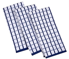 Kitchen Towels, 100% Cotton, Ultra Soft (Size: 20X30 Inch), Blue/White