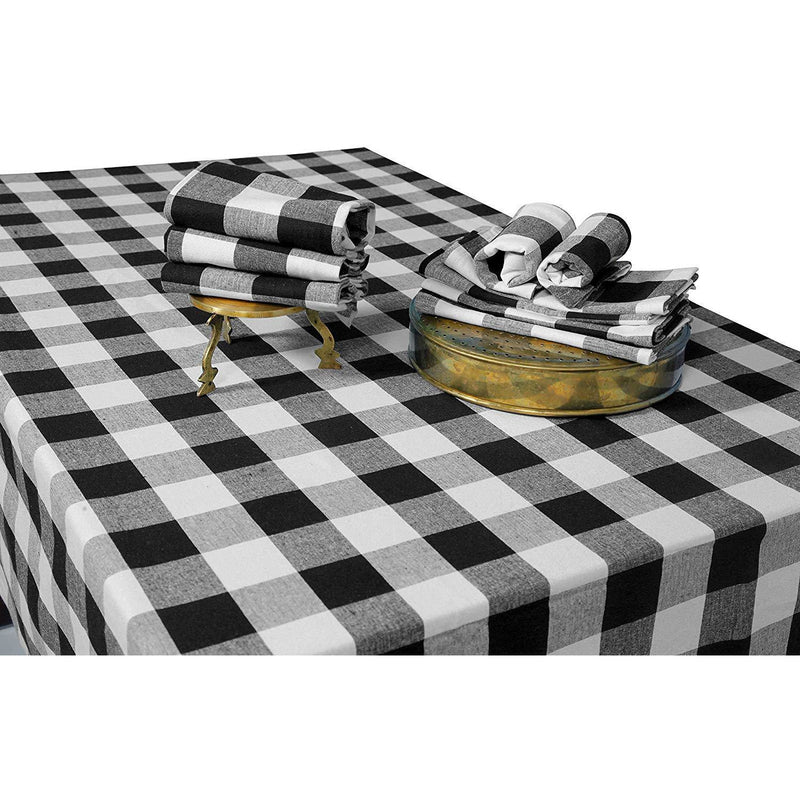 Black and White Rectangular Checkered Tablecloth