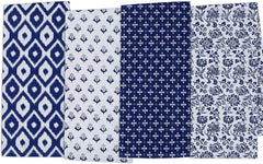 Cotton Dish Towels 18x28 Set of 4 Blue and white