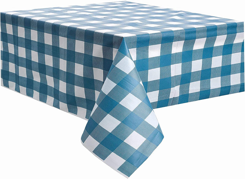 Blue and White Checkered Tablecloth vinyl 