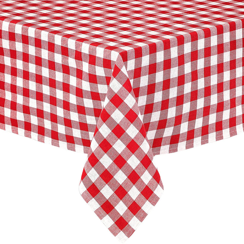 Buffalo Gingham Check Indoor Outdoor Cotton Tablecloth, Buffalo Plaid 100% Cotton Lintex