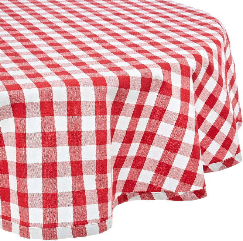 Checkered Collection , Tablecloth, 70" Round, Red and white