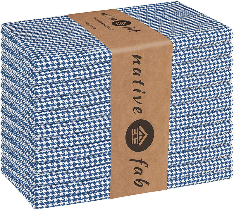 Cloth Dinner Napkins Set of 12 Cotton 18x18 Blue and white